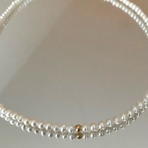 Exquisite Natural Pearl Choker with 18k solid Gold Bead and Clasp